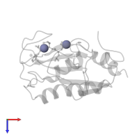 ZINC ION in PDB entry 1umt, assembly 1, top view.