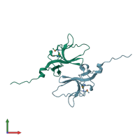 PDB entry 1umu coloured by chain, front view.