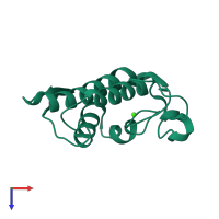 PDB entry 1umv coloured by chain, top view.