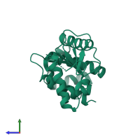 PDB entry 1un2 coloured by chain, side view.