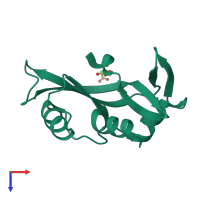 PDB entry 1un4 coloured by chain, top view.