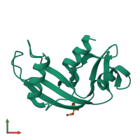 PDB entry 1un5 coloured by chain, front view.