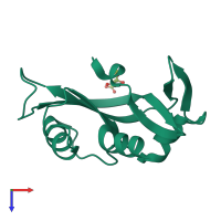 PDB entry 1un5 coloured by chain, top view.