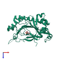 PDB entry 1unb coloured by chain, top view.