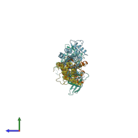 PDB entry 1ung coloured by chain, side view.