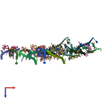 PDB entry 1unj coloured by chain, top view.