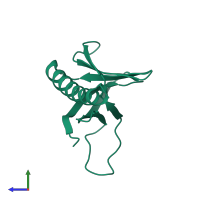 PDB entry 1unp coloured by chain, side view.