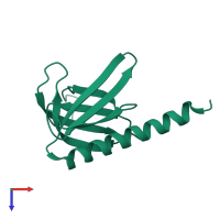 PDB entry 1unp coloured by chain, top view.