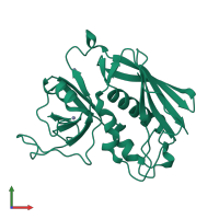PDB entry 1uns coloured by chain, front view.
