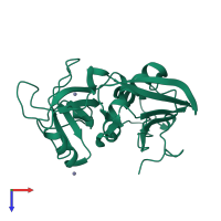 PDB entry 1uns coloured by chain, top view.