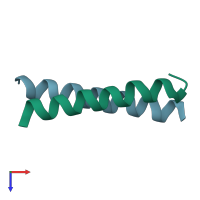 PDB entry 1unv coloured by chain, top view.