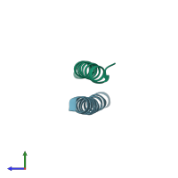 PDB 1uo3 coloured by chain and viewed from the side.