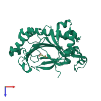 PDB entry 1uo9 coloured by chain, top view.