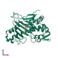 PDB entry 1uob coloured by chain, front view.