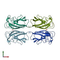 PDB entry 1uoj coloured by chain, front view.