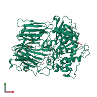 PDB entry 1uop coloured by chain, front view.