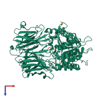 PDB entry 1uoq coloured by chain, top view.