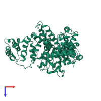 Monomeric assembly 1 of PDB entry 1uor coloured by chemically distinct molecules, top view.