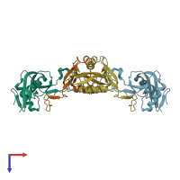 PDB entry 1uos coloured by chain, top view.