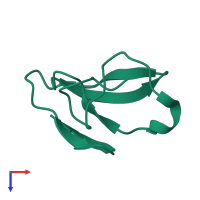 PDB entry 1uoy coloured by chain, top view.