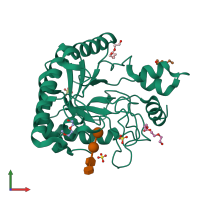 PDB entry 1up3 coloured by chain, front view.