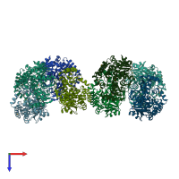PDB entry 1up4 coloured by chain, top view.
