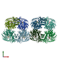 PDB entry 1up7 coloured by chain, front view.