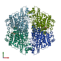 PDB entry 1upb coloured by chain, front view.