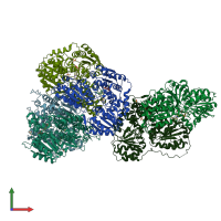 PDB entry 1upc coloured by chain, front view.