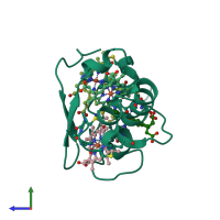 PDB entry 1upd coloured by chain, side view.