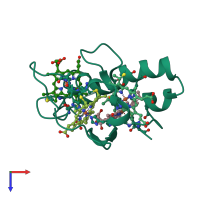 PDB entry 1upd coloured by chain, top view.