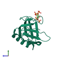 PDB entry 1upr coloured by chain, side view.