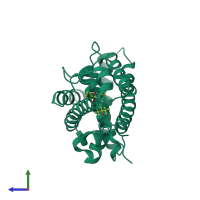 PDB entry 1upw coloured by chain, side view.