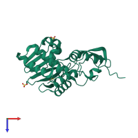 PDB entry 1uq5 coloured by chain, top view.