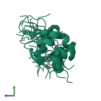 PDB entry 1uqv coloured by chain, ensemble of 25 models, side view.