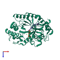 PDB entry 1uqy coloured by chain, top view.
