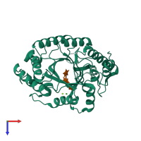PDB entry 1ur1 coloured by chain, top view.