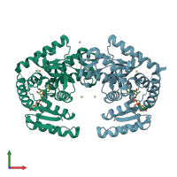 PDB entry 1ur5 coloured by chain, front view.