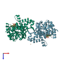 PDB entry 1ur5 coloured by chain, top view.