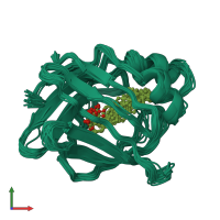 PDB entry 1ure coloured by chain, ensemble of 20 models, front view.