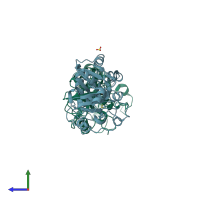 PDB entry 1urh coloured by chain, side view.