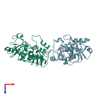 PDB entry 1urh coloured by chain, top view.