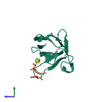 PDB entry 1url coloured by chain, side view.