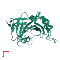 PDB entry 1urt coloured by chain, top view.