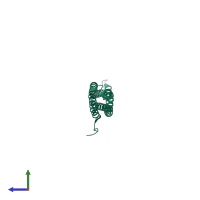 PDB entry 1uru coloured by chain, side view.