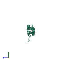 PDB entry 1uru coloured by chain, side view.