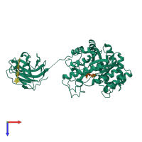 PDB entry 1us2 coloured by chain, top view.