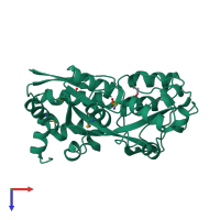 PDB entry 1us4 coloured by chain, top view.