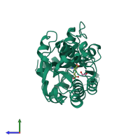 PDB entry 1us5 coloured by chain, side view.