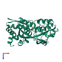 PDB entry 1us5 coloured by chain, top view.
